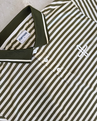 Stripe Polo – Olive & White