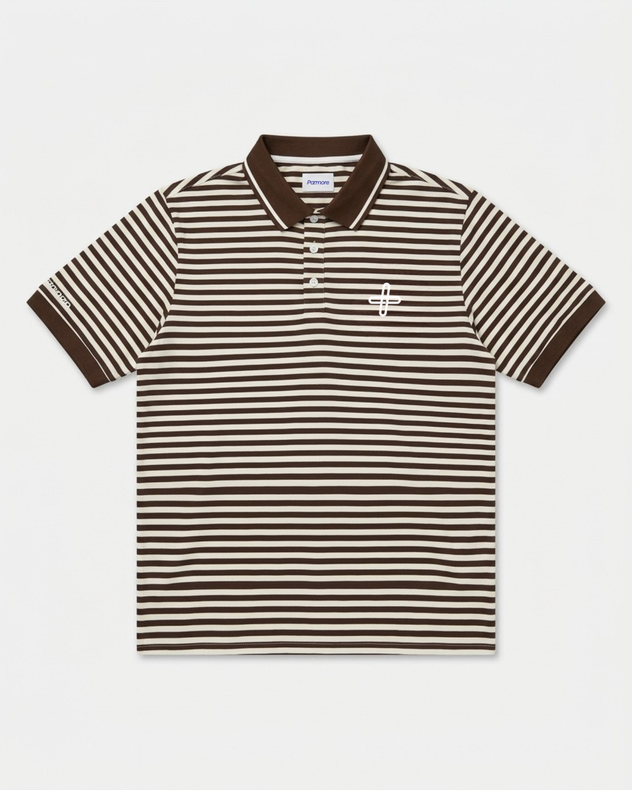 Stripe Polo – Brown & Cream