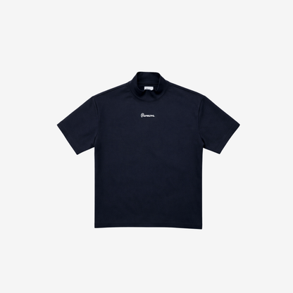 DEEP NAVY COTTON MOCK NECK